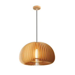 Pumpkin Pendant Chic Modern  Scandinavian Wooden Accent Light