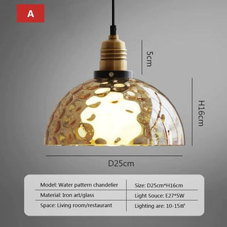 Vintage Amber Glass Pendant Stylish Modern  Ornate Antique Finish Fixture