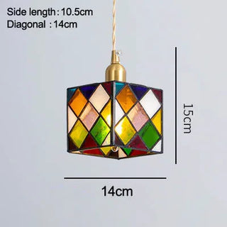 Rubik Cube Glass Pendant Modern  Luxury Gold Frame Light Fitting