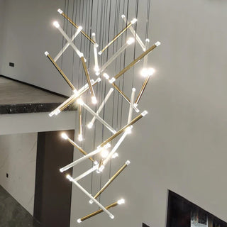 Nano Tube Chandelier Modern  Luxury Gold Frame Light Fitting