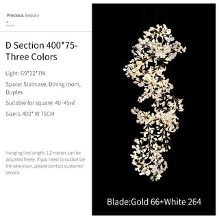 Ginkgo Leaf Chandelier Modern  Classic Drum Shade Ceiling Light
