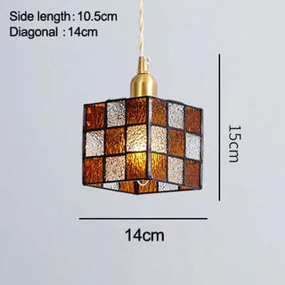 Rubik Cube Glass Pendant Modern  Luxury Gold Frame Light Fitting