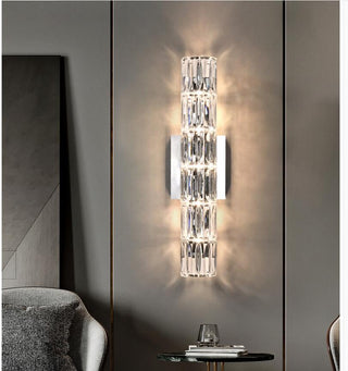 Silver Spark Crystal Wall Lamp Classic Modern  Scandinavian Wooden Accent Light