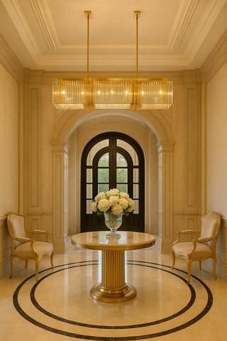 Tressa Rectangle Crystal Chandelier Chic Modern  Handcrafted Artisan Ceiling Light
