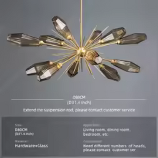 LustreNova Crystal Burst Chandelier Modern  Ultra Slim LED Panel Lighting