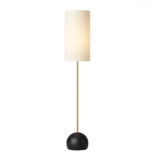 Retro Fabric Shade Floor Lamp Refined Modern  Vintage Brass Accent Lighting