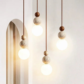 Wabi-Sabi Stone Pendant Lamp Refined Modern  Classic Drum Shade Ceiling Light