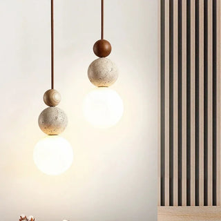 Wabi-Sabi Stone Pendant Lamp Refined Modern  Classic Drum Shade Ceiling Light