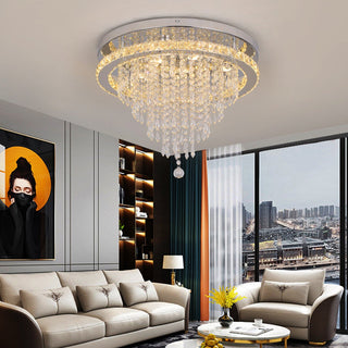 Ava Crystal LED Chandelier Modern  Scandinavian Wooden Accent Light