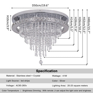 Ava Crystal LED Chandelier Modern  Scandinavian Wooden Accent Light