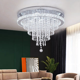 Ava Crystal LED Chandelier Modern  Scandinavian Wooden Accent Light