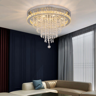 Ava Crystal LED Chandelier Modern  Scandinavian Wooden Accent Light