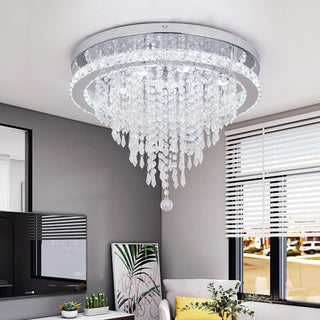 Ava Crystal LED Chandelier Modern  Scandinavian Wooden Accent Light
