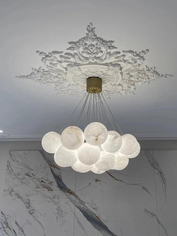 Zynella round marble pendant chandelier