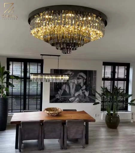 Meridian Black Crystal Modern Chandelier