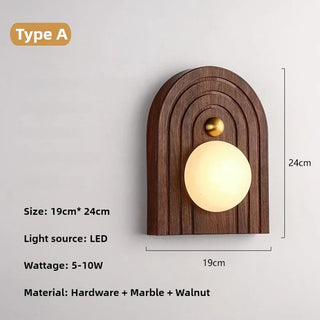Walnut Glow Arch Wall Light Refined Modern  Vintage Brass Accent Lighting
