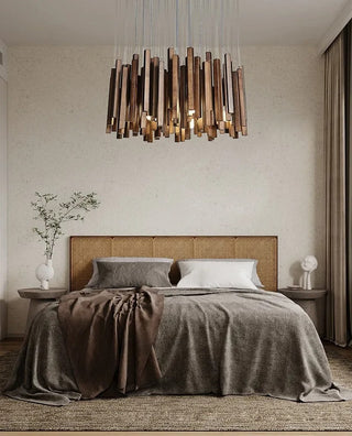 Retro Japanese Wood Pendant Light Modern  Sleek Linear Suspension Light