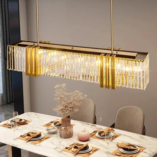 Tressa Rectangle Crystal Chandelier Chic Modern  Handcrafted Artisan Ceiling Light