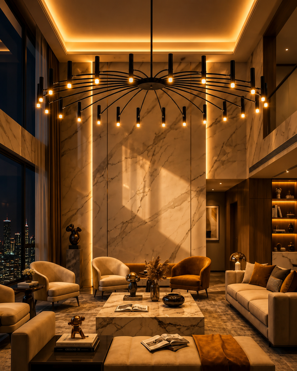 Zynella "Astra" Nordic Luxury Pendant: Adjustable Designer Chandelier