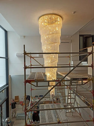 Babylon Crystal Chandelier Modern  Scandinavian Wooden Accent Light