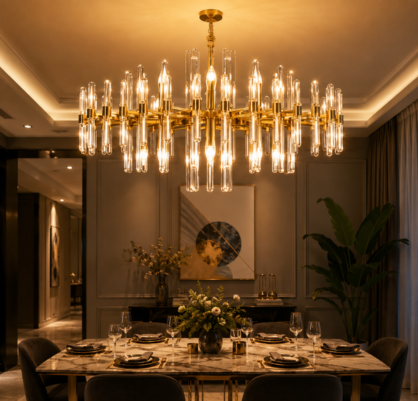 Zynella Luxury Gold Crystal LED Chandelier