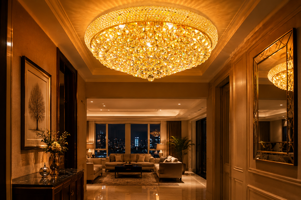 Zynella Luxury Round Crystal LED Pendant Chandelier