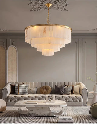 Golden Horizon Marble Chandeliers Modern  Ultra Slim LED Panel Lighting