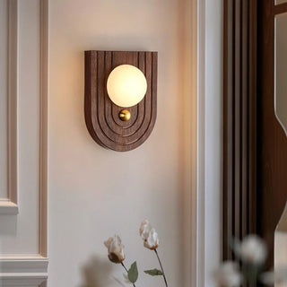 Walnut Glow Arch Wall Light Refined Modern  Vintage Brass Accent Lighting