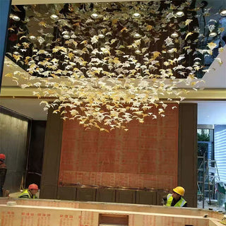 Floating Leaves Modern Chandelier Modern  Vintage Brass Accent Lighting