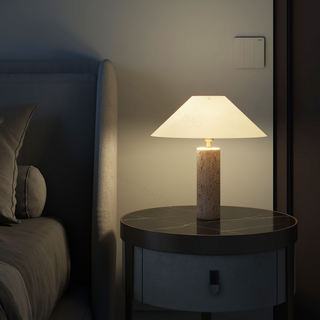 Serena Travertine Table Lamp Classic Modern  Handcrafted Artisan Ceiling Light