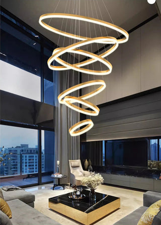 Orbitis Staircase  Ring Chandelier Stylish Modern  Opulent Multi-Tier Crystal Chandelier