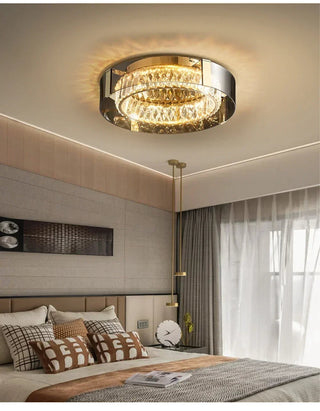 Harlow Crystal Ceiling Light Modern  Bohemian Rattan Woven Pendant