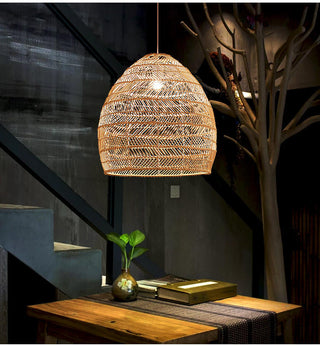 Handmade Rattan Pendant Light – Boho Woven Bamboo Hanging Lamp
