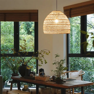 Handmade Rattan Pendant Light – Boho Woven Bamboo Hanging Lamp