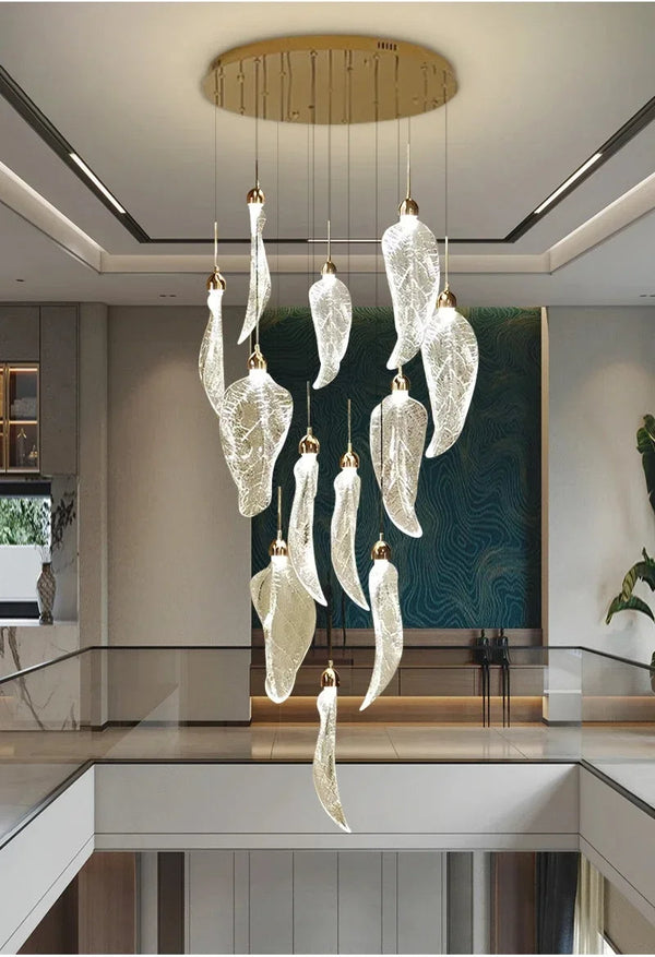 Elyora Acrylic Staircase Chandelier Modern  Art Deco Inspired Illumination - Zynella