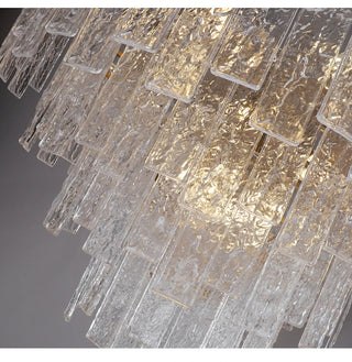 NAVANA Rectangular Glass Chandelier Modern  Vintage Brass Accent Lighting