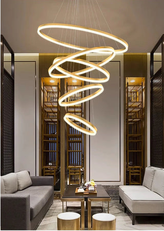 Orbitis Staircase  Ring Chandelier Stylish Modern  Opulent Multi-Tier Crystal Chandelier