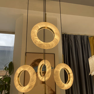 Mirela Marble Staircase Ring Chandelier Modern  Handcrafted Artisan Ceiling Light
