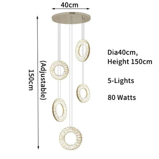 Belmont Staircase Ring Chandelier Modern  Handcrafted Artisan Ceiling Light