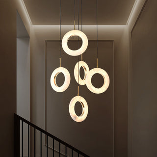 Mirela Marble Staircase Ring Chandelier Modern  Handcrafted Artisan Ceiling Light