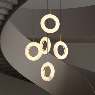 Mirela Marble Staircase Ring Chandelier Modern  Handcrafted Artisan Ceiling Light