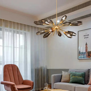 LustreNova Crystal Burst Chandelier Modern  Ultra Slim LED Panel Lighting