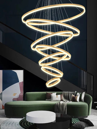 Orbitis Staircase  Ring Chandelier Stylish Modern  Opulent Multi-Tier Crystal Chandelier