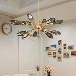 LustreNova Crystal Burst Chandelier Modern  Ultra Slim LED Panel Lighting