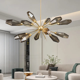 LustreNova Crystal Burst Chandelier Modern  Ultra Slim LED Panel Lighting