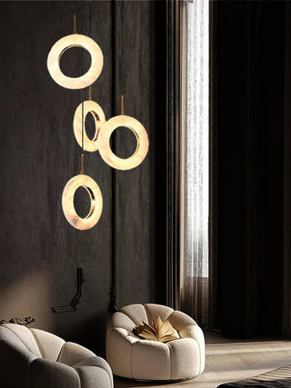 Mirela Marble Staircase Ring Chandelier Modern  Handcrafted Artisan Ceiling Light