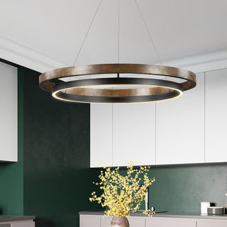 LOVO Circular Wood Chandelier Modern  Minimalist Round Flush Mount