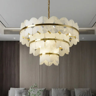Zynella Alabaster Chandelier – Elegant Lighting with Natural Sophistication