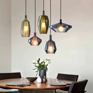 Debby Stained Glass Pendants Modern  Vintage Brass Accent Lighting
