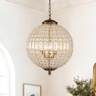 Clarion Crystal Orb Chandelier Modern  Ornate Antique Finish Fixture